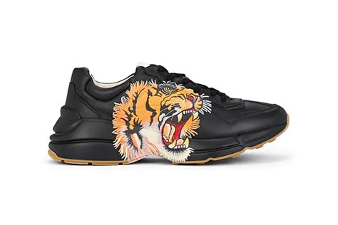 gucci sneakers tiger|gucci rhyton leather sneakers.